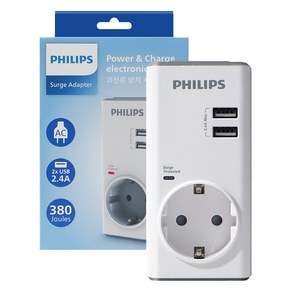 필립스 무선 서지보호 멀티탭 1구 CHP4010W 16A 250V A타입, 11.5cm, 혼합색상, 1개