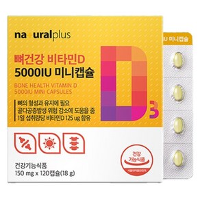 내츄럴플러스 뼈건강 비타민D 5000IU 미니캡슐 18g, 1개, 120정