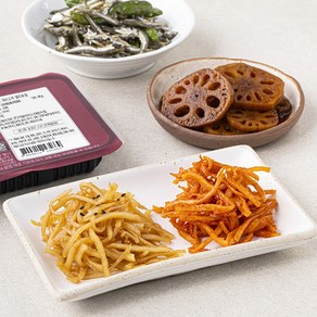 식도감 반찬 꽈리고추 멸치볶음 60g + 연근조림 100g + 진미채 70g + 부드러운 진미채볶음 60g 세트, 1세트