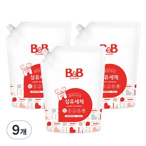 비앤비 섬유세제 베이비파우더향 리필, 1.5L, 9개