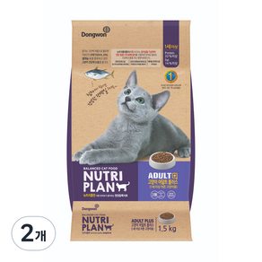 동원뉴트리플랜 고양이 어덜트 사료, 소, 1.5kg, 2개