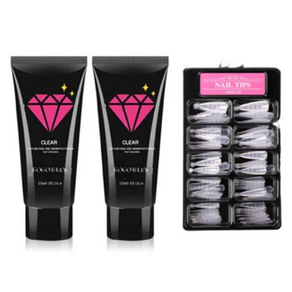 고고블랑 네일연장 폴리젤 30ml 세트, 폴리젤 클리어 2p + 연장팁 스틸레토 100p + 구성품 3종, 1세트