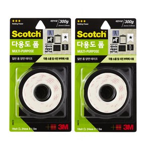 3M 스카치 다용도 폼 양면 테이프 24mm x 1.5m, 2개