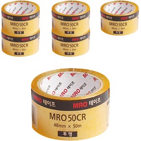 MRO 박스테이프 48mm x 50m x 59mic, 투명, 6개입