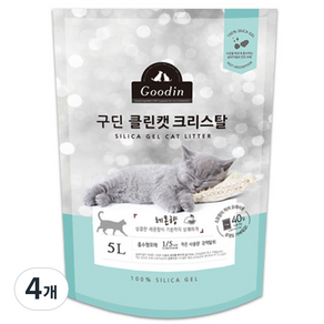 구딘 클린캣 크리스탈 고양이 모래 레몬향, 5L, 4개