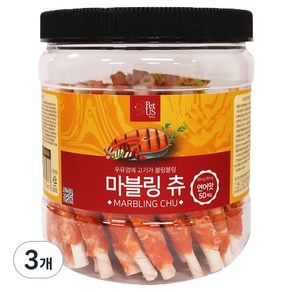 펫어스 강아지 마블링츄 스틱타입 50p, 연어, 500g, 3개