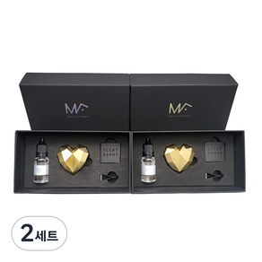 엠퓨처 차량용 하트 방향제 매트 골드 2p + 오일 15ml x 2p + 3cm 클립 2p + 오일솜 2p, 오일(NO5), 2세트