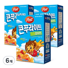 포스트 콘푸라이트1/3슈거라이트 시리얼, 530g, 6개