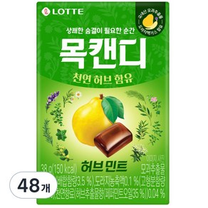 목캔디 롯데제과 허브민트, 38g, 48개