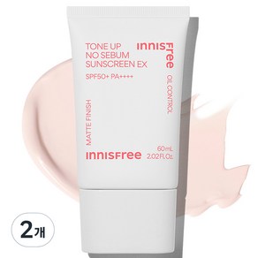 이니스프리 톤업 노세범 선스크린 EX SPF50+ PA++++, 60ml, 2개