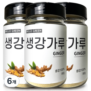 헬로우그린 국내산 생강 가루 통, 90g, 6개