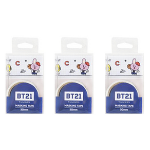 라인프렌즈 BT21 마스킹테이프 30mm, 화이트, 3개