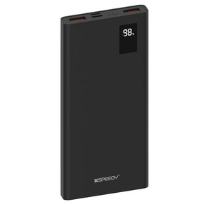 스피디 슬림핏 PD 20W 고속충전 보조배터리 10000mAh + C타입 20W 케이블 + 8PIN 젠더 세트, SPE-B2PA10DPQ, 블랙