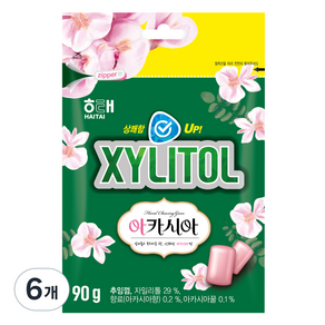 해태제과 자일리톨 아카시아 껌, 90g, 6개