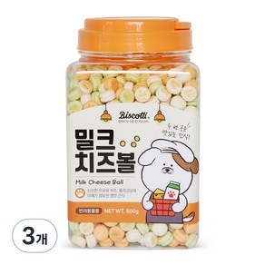 비스코티 애견 치즈볼, 밀크 + 치즈볼 혼합맛, 500g, 3개