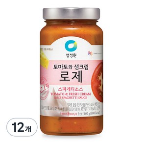 청정원 토마토와생크림 로제 스파게티소스, 600g, 12개