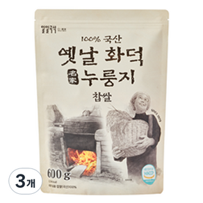 일일곡식 옛날 화덕 누룽지 찹쌀, 600g, 3개