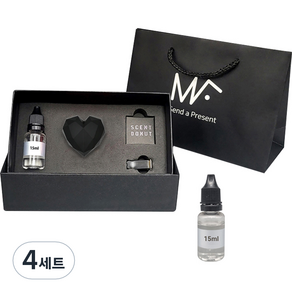 엠퓨처 차량용 하트 방향제 매트블랙 + 오일 15ml x 2p 세트 + 쇼핑백, 4세트, 블랙베리베이