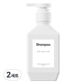 뉴앤룩 폴리 디스펜서 샴푸 바디워시 리필용기 주방세제 공병 일반형 400ml + B라벨스티커 샴푸 세트, 화이트(공병), 2세트