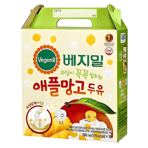 베지밀 과일이 꼭꼭 씹히는 애플망고 두유, 190ml, 16개