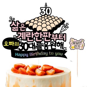 비비드레인 30살 생일 케이크 토퍼 + 픽 세트