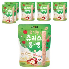 엘빈즈 유아용 츄러스 롱뻥 STEP1, 사과맛, 6개