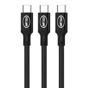 이츠라이프 칸쿤 USB C타입 고속충전 케이블 3p, 1.2m, 블랙, 1개