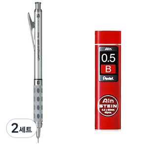 펜텔 그래프 기어 샤프 1000 PG1015 + 아인슈타인 샤프심 B, 0.5mm, 2세트