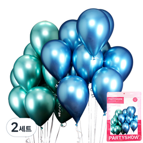 파티쇼 크롬 풍선 30cm 2종 x 25p 세트, 제이드그린, 페르시안블루, 2세트