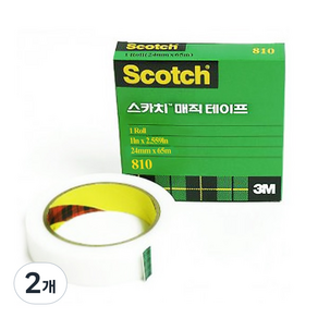 스카치 매직 테이프 810 리필 3인치 24mm x 65m, 2개