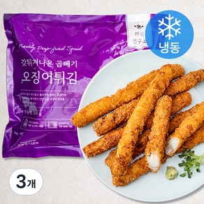 미식연구소 갓튀겨나온 곱빼기 오징어 튀김 (냉동), 500g, 3개