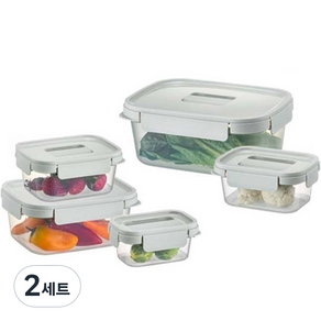 락앤락 착착 밀폐용기 5종 세트, 2세트, 밀폐용기 230ml + 500ml + 920ml + 1.6L + 2.7L