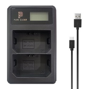 퓨어클리어 소니 NP-FZ100 배터리용 듀얼 USB 호환 LCD 디스플레이 충전기 + 마이크로 5핀 케이블, JND-PURECLEAR-TWO, 1개
