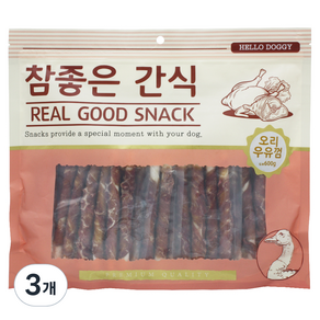 참좋은간식 강아지 건조간식, 오리우유껌, 600g, 3개