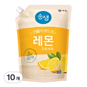 순샘 레몬 주방세제 리필, 1.2L, 10개