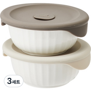 락앤락 바로 한 끼 도자기 밥 용기, 3세트, 몸체 450ml 2p + 뚜껑캡 2p