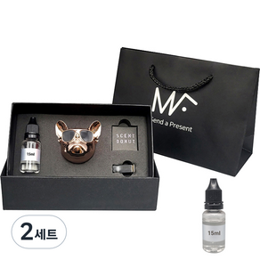 엠퓨처 불독 차량용 방향제 로즈브론즈 + 클린코튼오일 15ml 2p + 선물 쇼핑백 대표, 2세트, 파우더/비누향