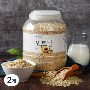 바른곡물 오트밀 PET, 2kg, 2개