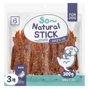 브리더랩 강아지 쏘내추럴 바삭한 스틱 간식, 오리고기, 300g, 3개