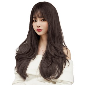 하이유니 그레이스 펌 롱 헤어 긴머리 통가발 가발 60cm + 가발망 + 거치대 세트, 챠콜블랙, 1세트