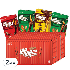 간식팩토리 빼빼로 과자 컨테이너 선물세트, 2세트, 3종 + 랜덤발송