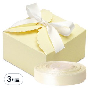 인디케이 레이스 상자 50p + 공단리본 22m, 아이보리, 3세트