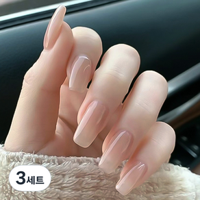 바르나 시럽 누드 붙이는 네일팁 인조손톱 세트 C타입, 혼합색상, 3개