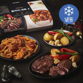 프레시지 2in1 부채살 스테이크 + 토마토 미트볼 파스타 홈파티 세트 2 (냉동), 832g, 1세트