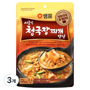샘표 시골식 청국장찌개 양념, 180g, 3개