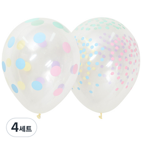 셈퍼텍스 컨페티 파스텔잉크 클리어 풍선 30cm 12p + 도트 클리어 파스텔잉크 풍선 30cm 12p, 투명, 4세트