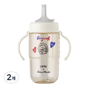 유피스 타티네쇼콜라 에디션 PPSU 큐레이션 빨대컵 260ml, 2개, 화이트