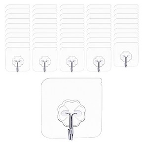 리빙다 접착식후크, 투명, 50개