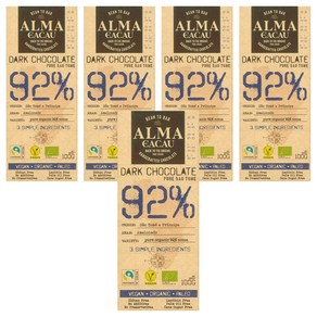 알마카카우 유기농 다크초콜릿 92%, 100g, 5개