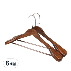 포테가르 고급 우드 둥근막대 옷걸이, 월넛, 6개